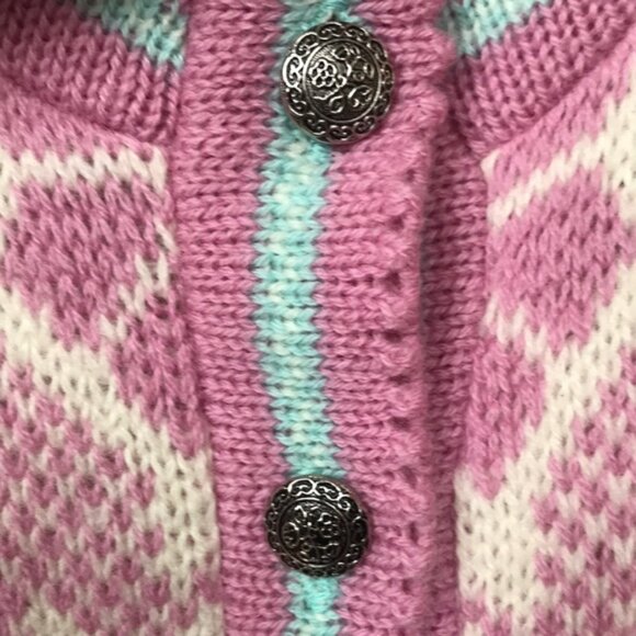 VINTAGE 100% Pure Wool Fair Isle Cardigan Sweater - Picture 4 of 10